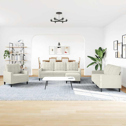 vidaXL 4-tlg. Sofagarnitur mit Kissen Creme Samt