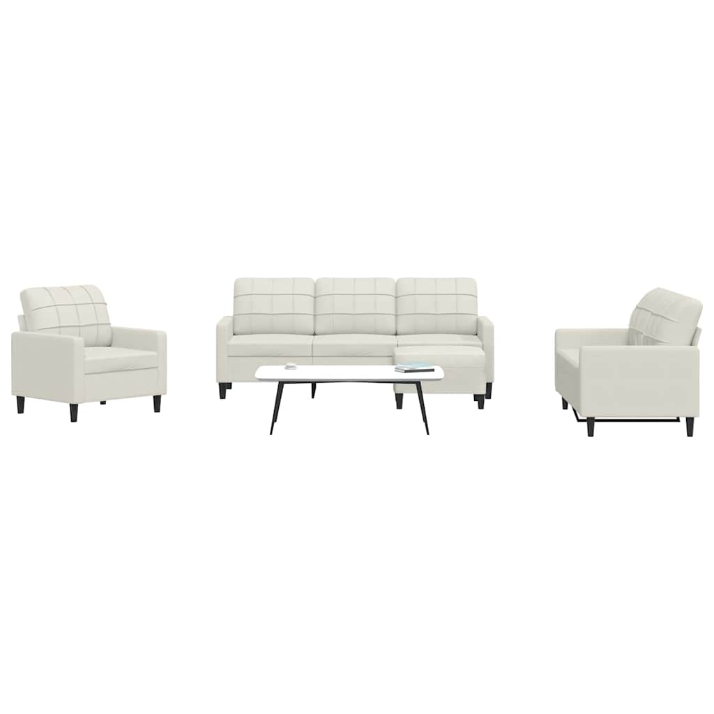 vidaXL 4-tlg. Sofagarnitur mit Kissen Creme Samt