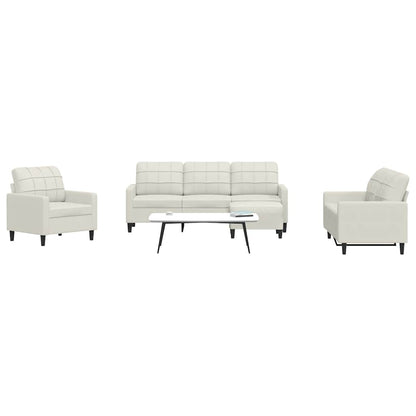 vidaXL 4-tlg. Sofagarnitur mit Kissen Creme Samt