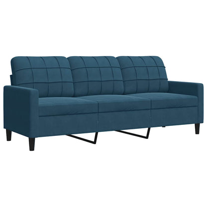 vidaXL 4-tlg. Sofagarnitur mit Kissen Blau Samt