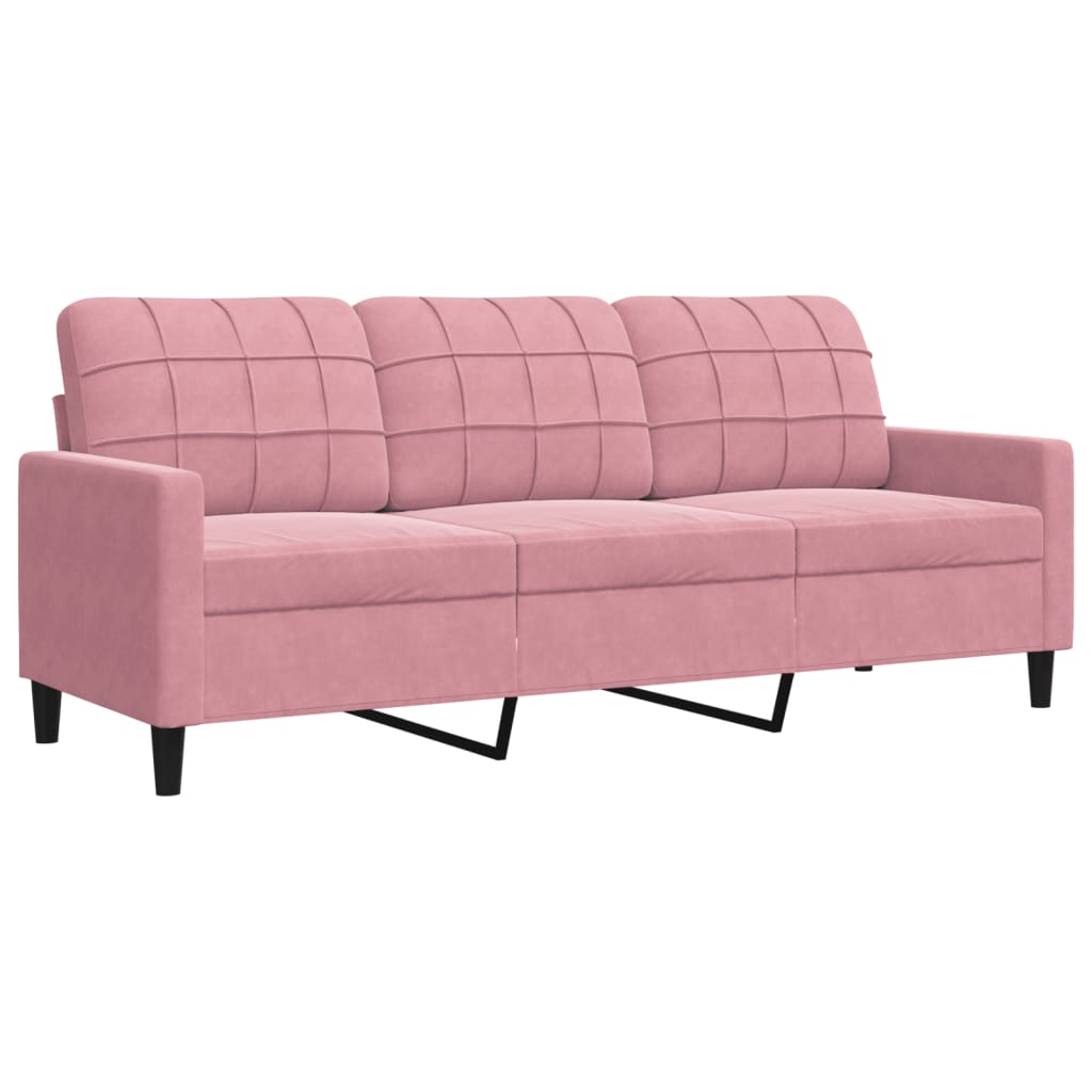 vidaXL 4-tlg. Sofagarnitur mit Kissen und Nackenrollen Rosa Samt