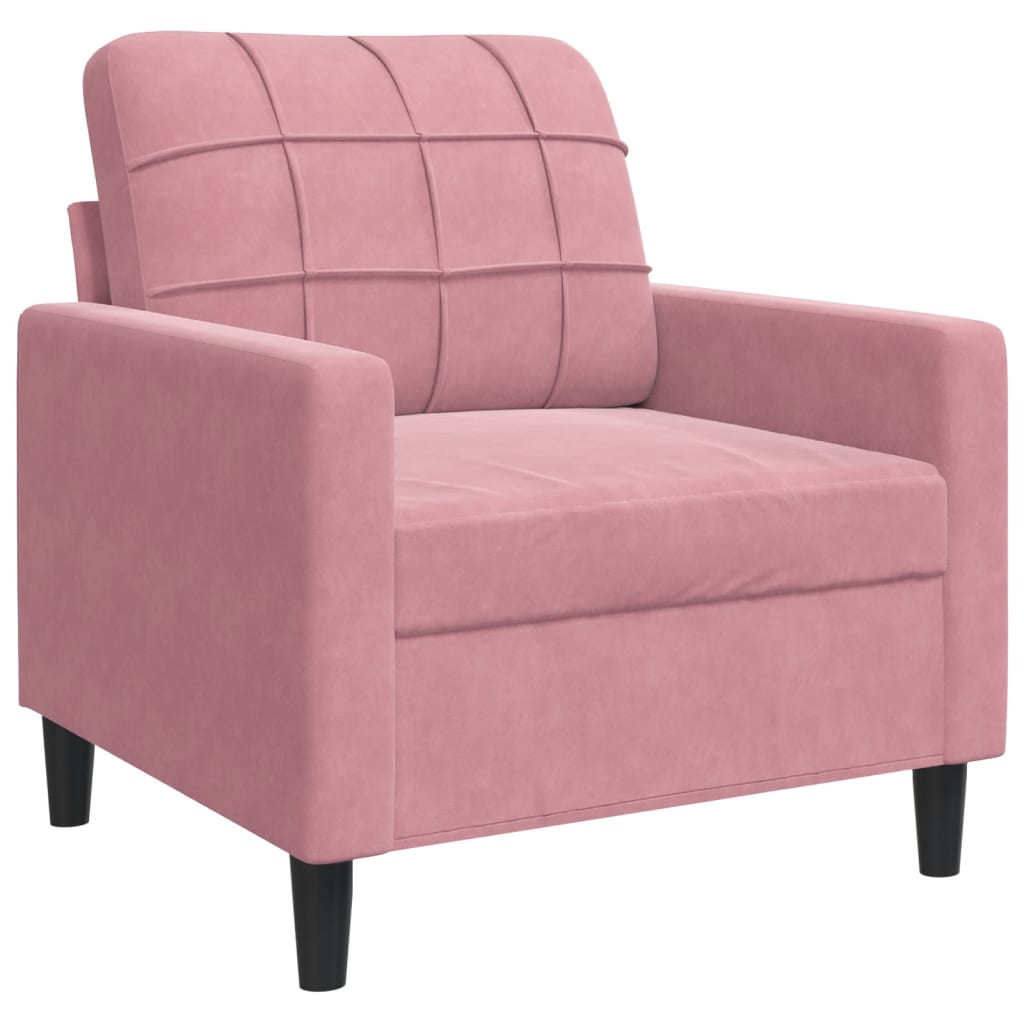 vidaXL 4-tlg. Sofagarnitur mit Kissen und Nackenrollen Rosa Samt