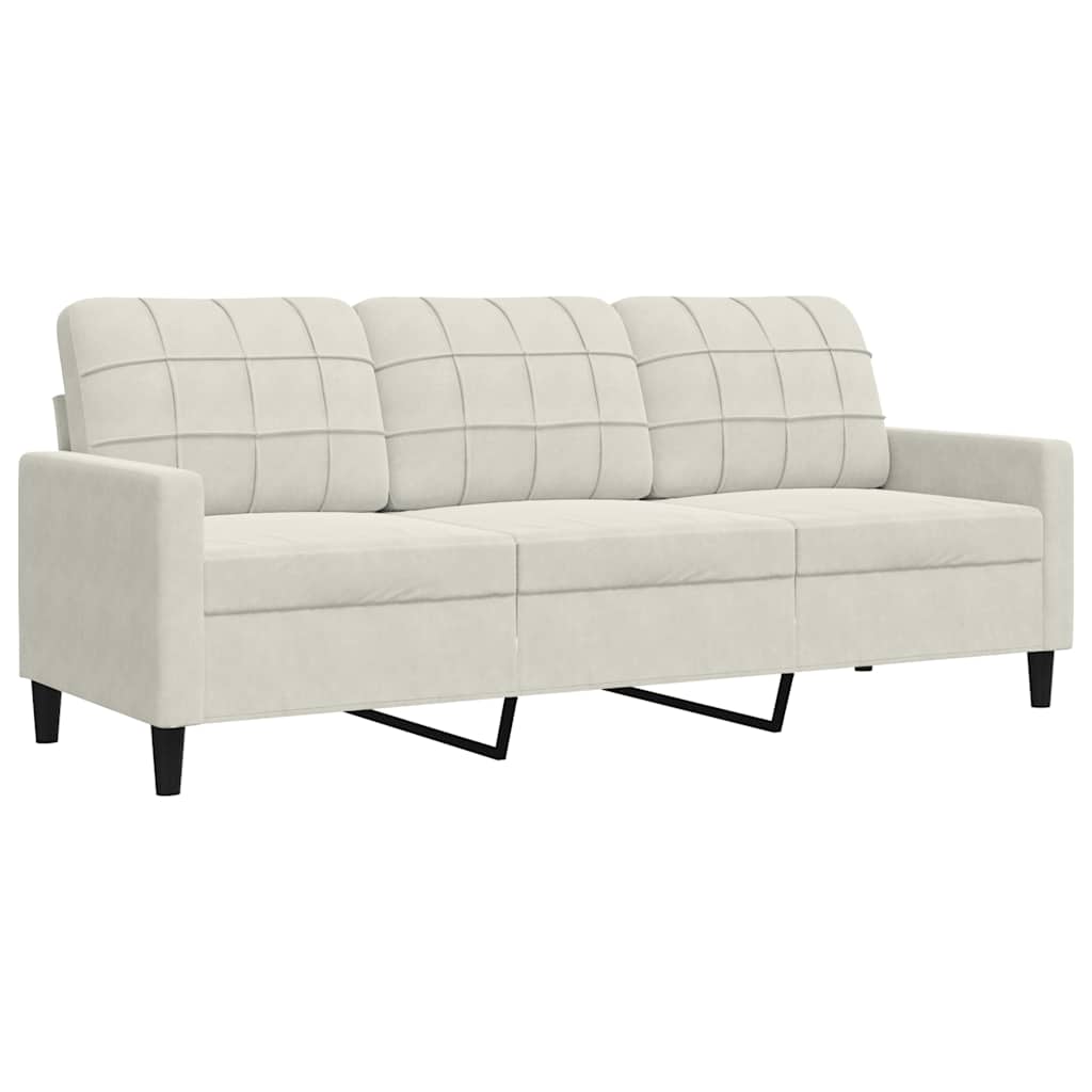 vidaXL Ensemble canapé 4 pcs avec coussins et traversins Crème Velours