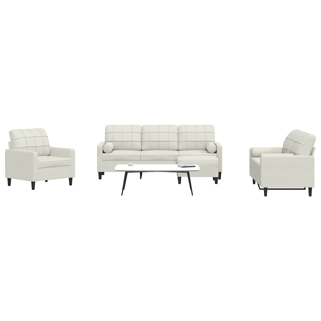 vidaXL Ensemble canapé 4 pcs avec coussins et traversins Crème Velours