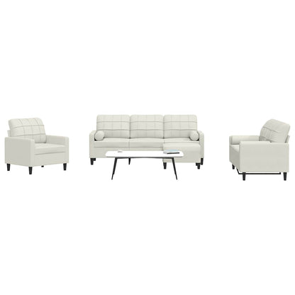 vidaXL Ensemble canapé 4 pcs avec coussins et traversins Crème Velours