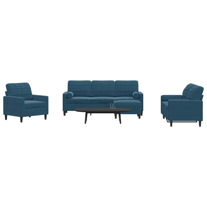 vidaXL Ensemble de canapés 4 pcs avec coussins et traversins velours bleu