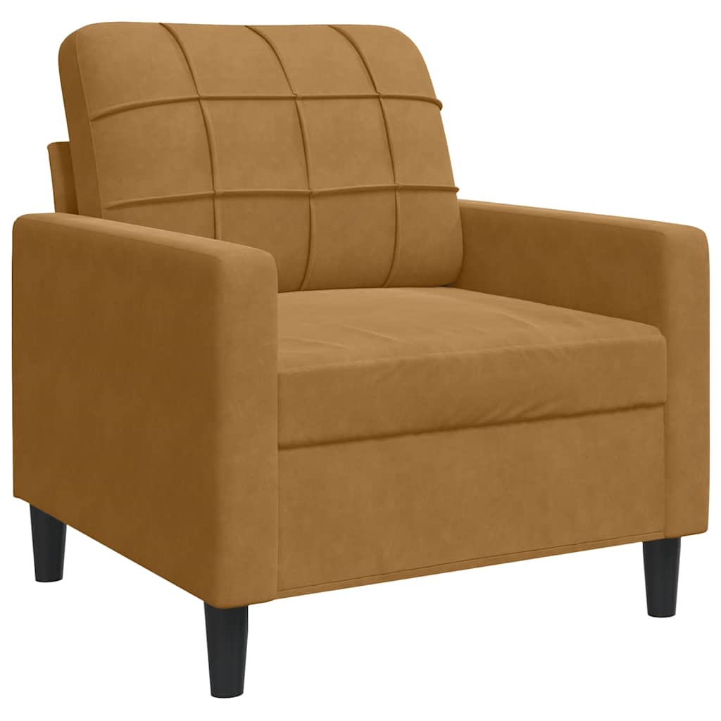 vidaXL 3-tlg. Sofagarnitur mit Kissen Braun Samt