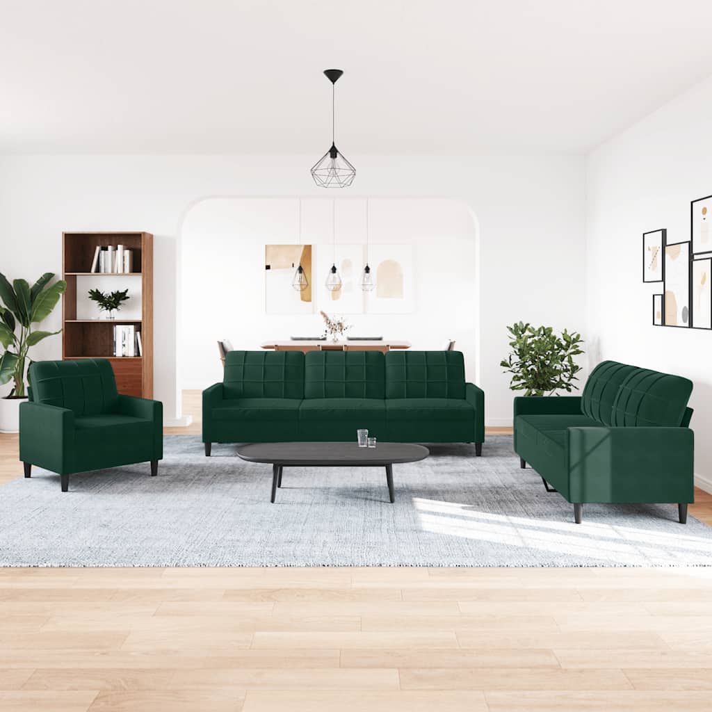 vidaXL 4-tlg. Sofagarnitur mit Kissen Dunkelgrün Samt