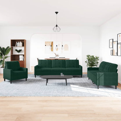 vidaXL 4-tlg. Sofagarnitur mit Kissen Dunkelgrün Samt