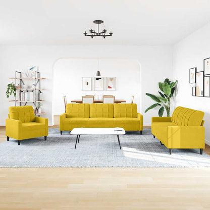 vidaXL 4-tlg. Sofagarnitur mit Kissen Gelb Samt
