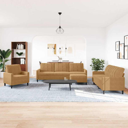 vidaXL 4-tlg. Sofagarnitur mit Kissen Braun Samt