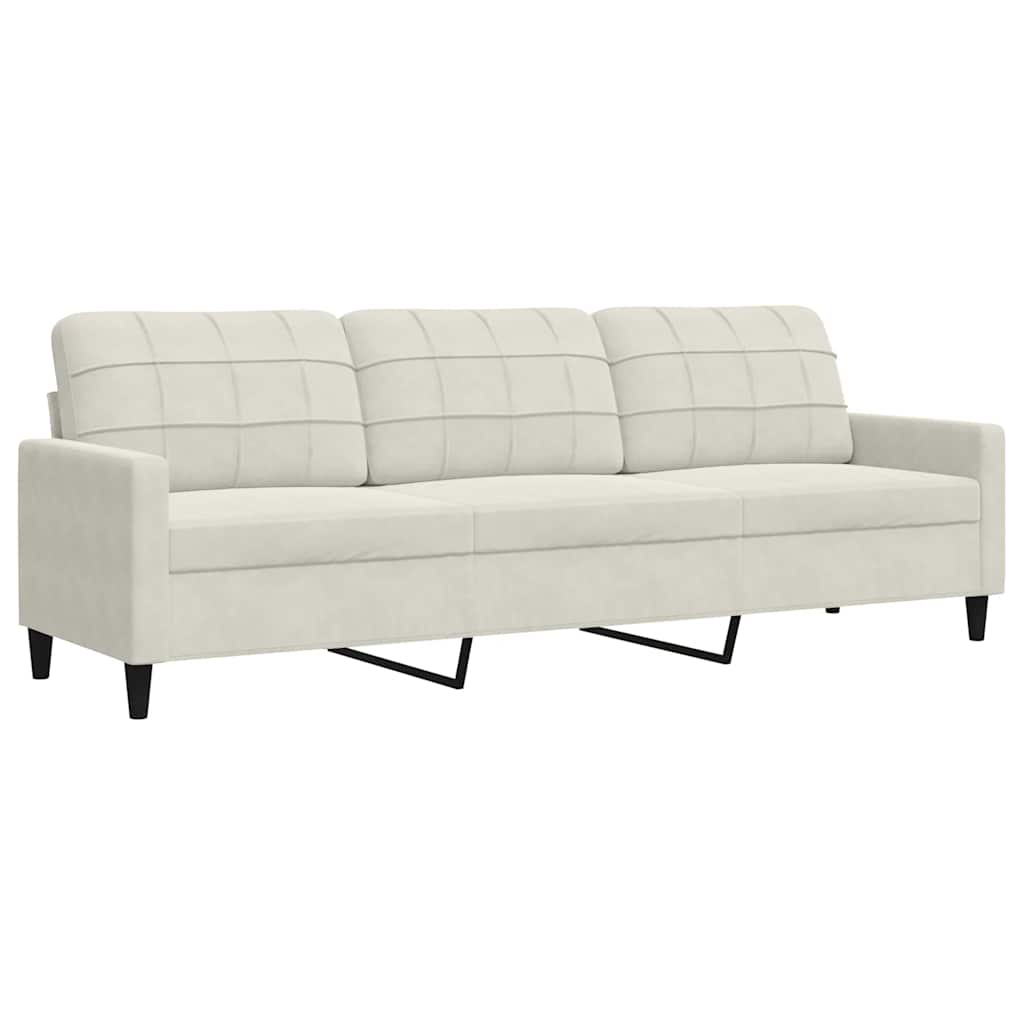 vidaXL 4-tlg. Sofagarnitur mit Kissen Creme Samt