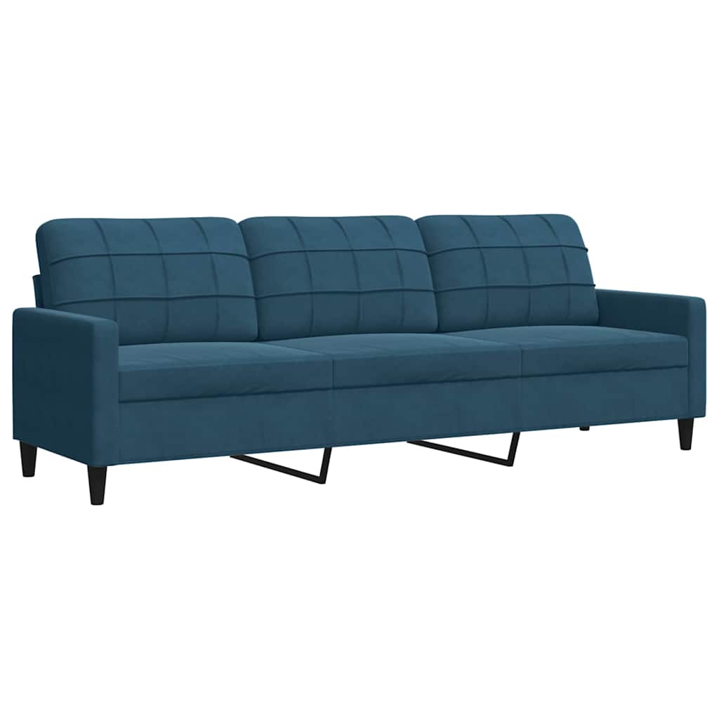 vidaXL 4-tlg. Sofagarnitur mit Kissen Blau Samt