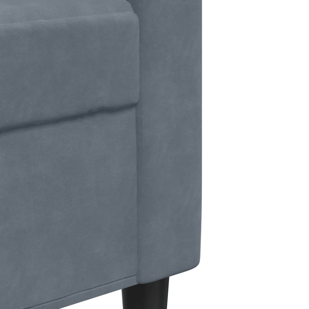 vidaXL 4-tlg. Sofagarnitur mit Kissen und Nackenrollen Dunkelgrau Samt