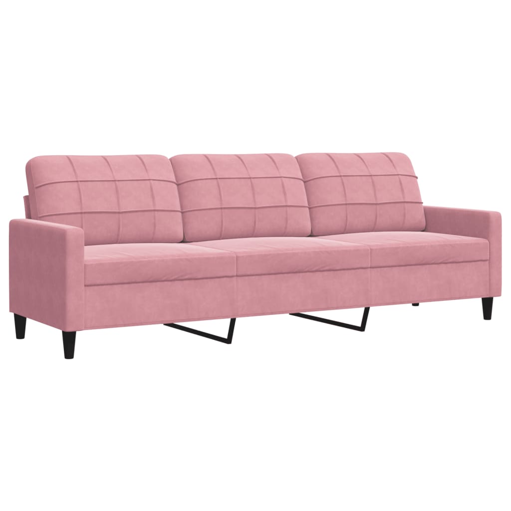vidaXL 4-tlg. Sofagarnitur mit Kissen und Nackenrollen Rosa Samt