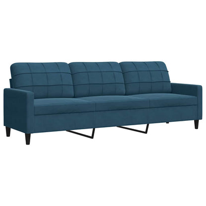 vidaXL 4-tlg. Sofagarnitur mit Kissen und Nackenrollen Blau Samt