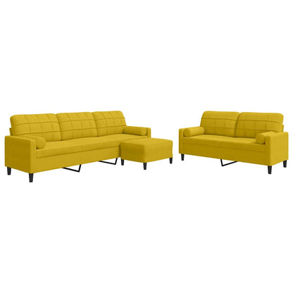 vidaXL Ensemble de canapés 3 pcs avec coussins et traversins Velours Jaune