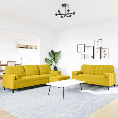 vidaXL Ensemble de canapés 3 pcs avec coussins et traversins Velours Jaune