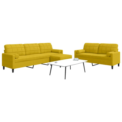 vidaXL Ensemble de canapés 3 pcs avec coussins et traversins Velours Jaune