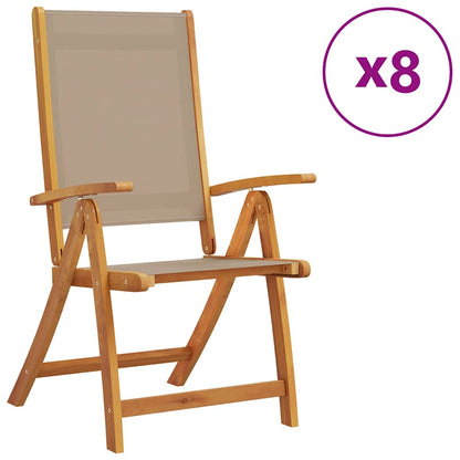 vidaXL Gartenstühle 8 Stk. Klappbar Massivholz Akazie und Textilene