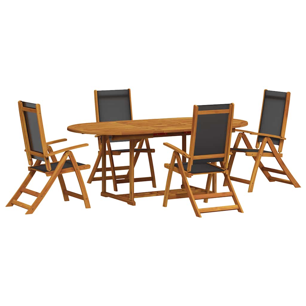 vidaXL Ensemble repas de jardin 5 pcs Bois d'acacia massif et textilène