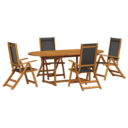 vidaXL Ensemble repas de jardin 5 pcs Bois d'acacia massif et textilène
