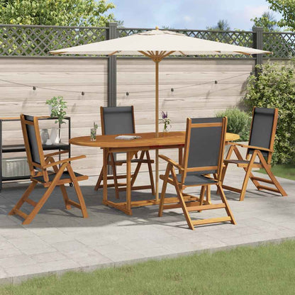 vidaXL Ensemble repas de jardin 5 pcs Bois d'acacia massif et textilène