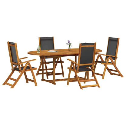 vidaXL Ensemble repas de jardin 5 pcs Bois d'acacia massif et textilène