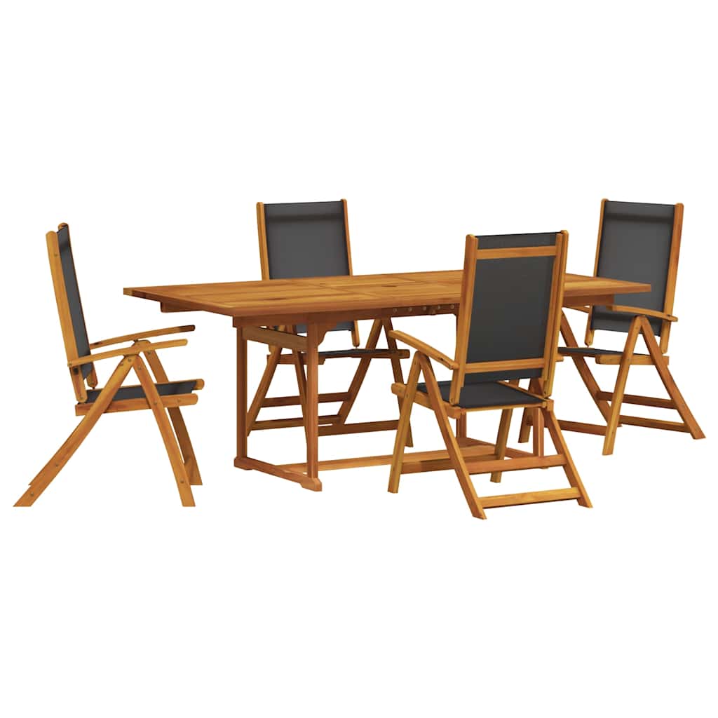 vidaXL Ensemble de salle à manger de jardin 5 pcs en bois d'acacia massif et textilène