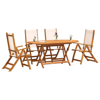 vidaXL 5-tlg. Garten-Essgruppe Massivholz Akazie und Textilene