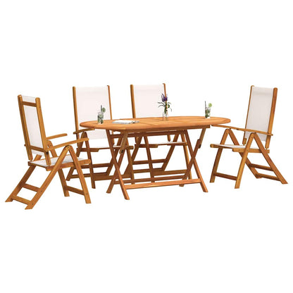 vidaXL 5-tlg. Garten-Essgruppe Massivholz Akazie und Textilene