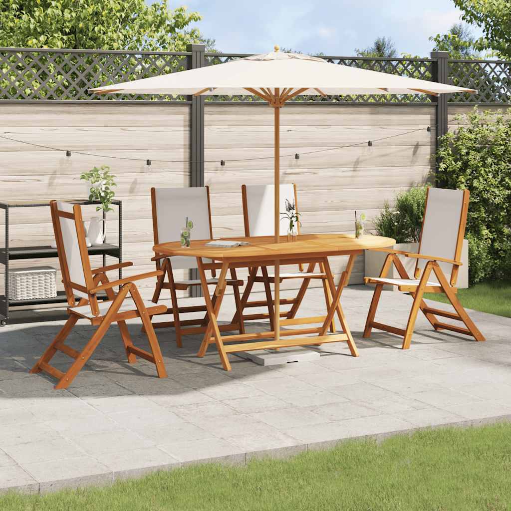 vidaXL 5-tlg. Garten-Essgruppe Massivholz Akazie und Textilene