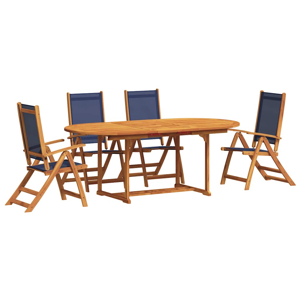 vidaXL Salon de jardin 5 pcs Bois d'acacia massif et textilène