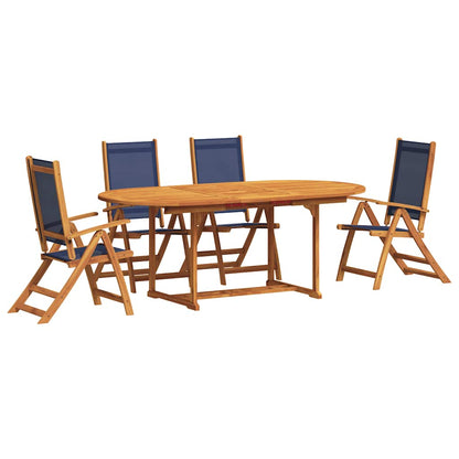 vidaXL Salon de jardin 5 pcs Bois d'acacia massif et textilène