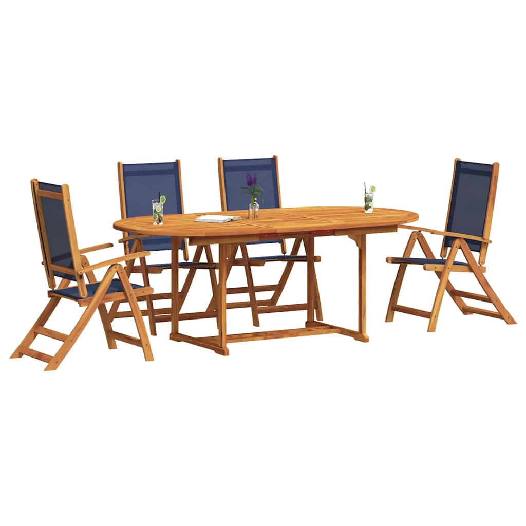 vidaXL Salon de jardin 5 pcs Bois d'acacia massif et textilène