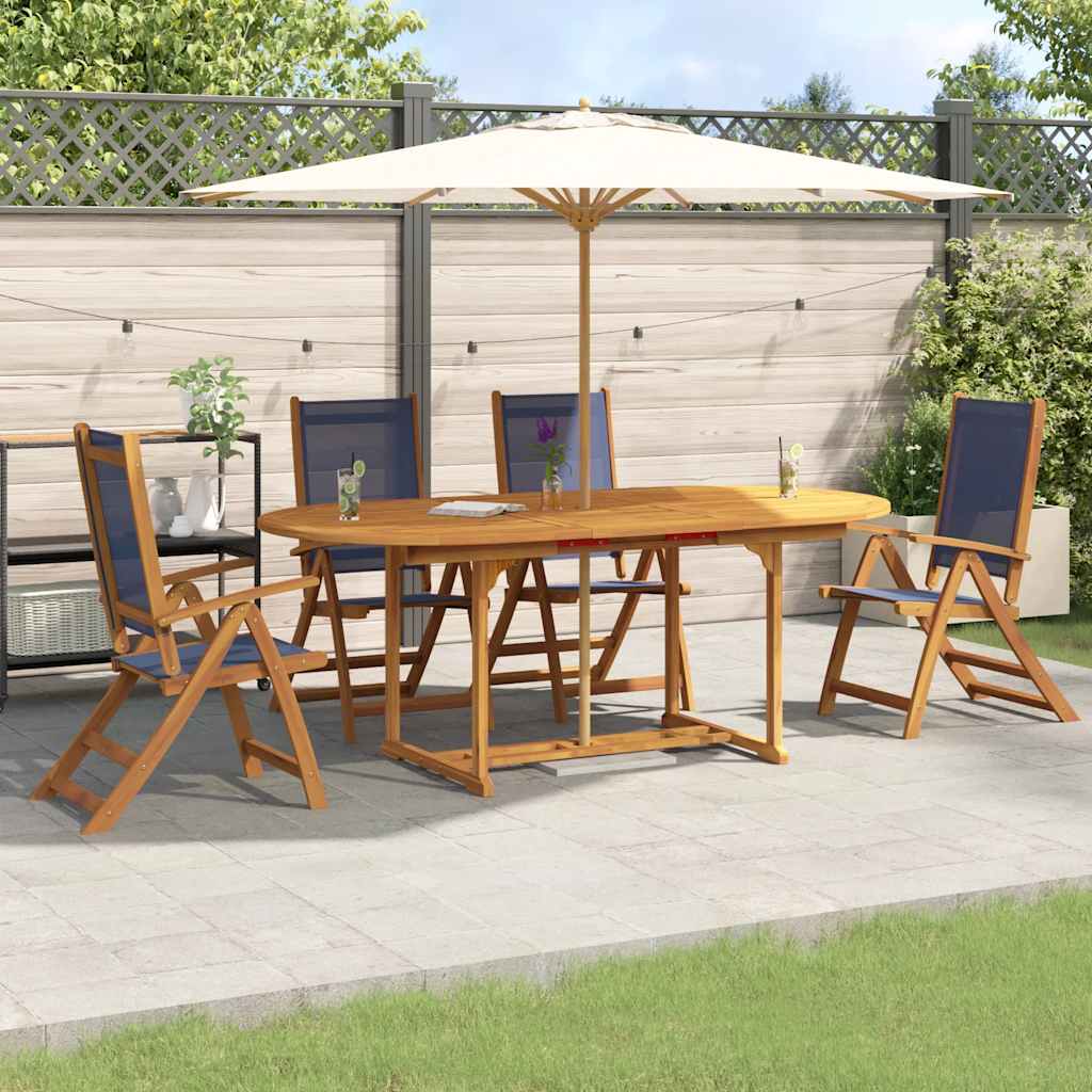 vidaXL Salon de jardin 5 pcs Bois d'acacia massif et textilène
