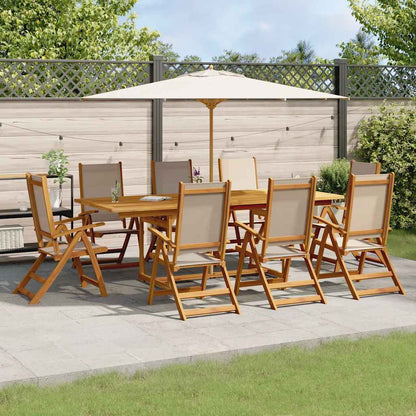 9-tlg. Garten-Essgruppe Massivholz Akazie und Textilene