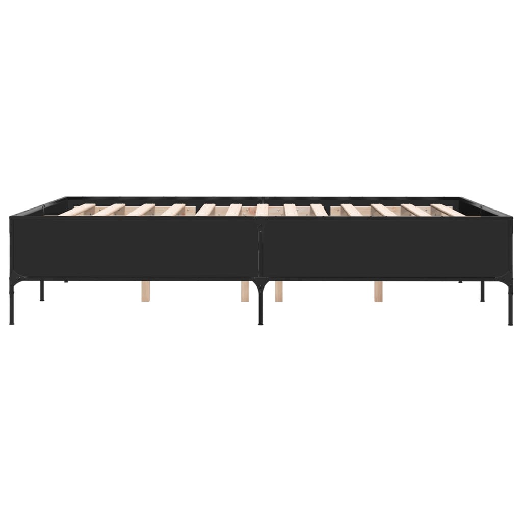 Bettgestell Schwarz 120x190 cm Holzwerkstoff und Metall