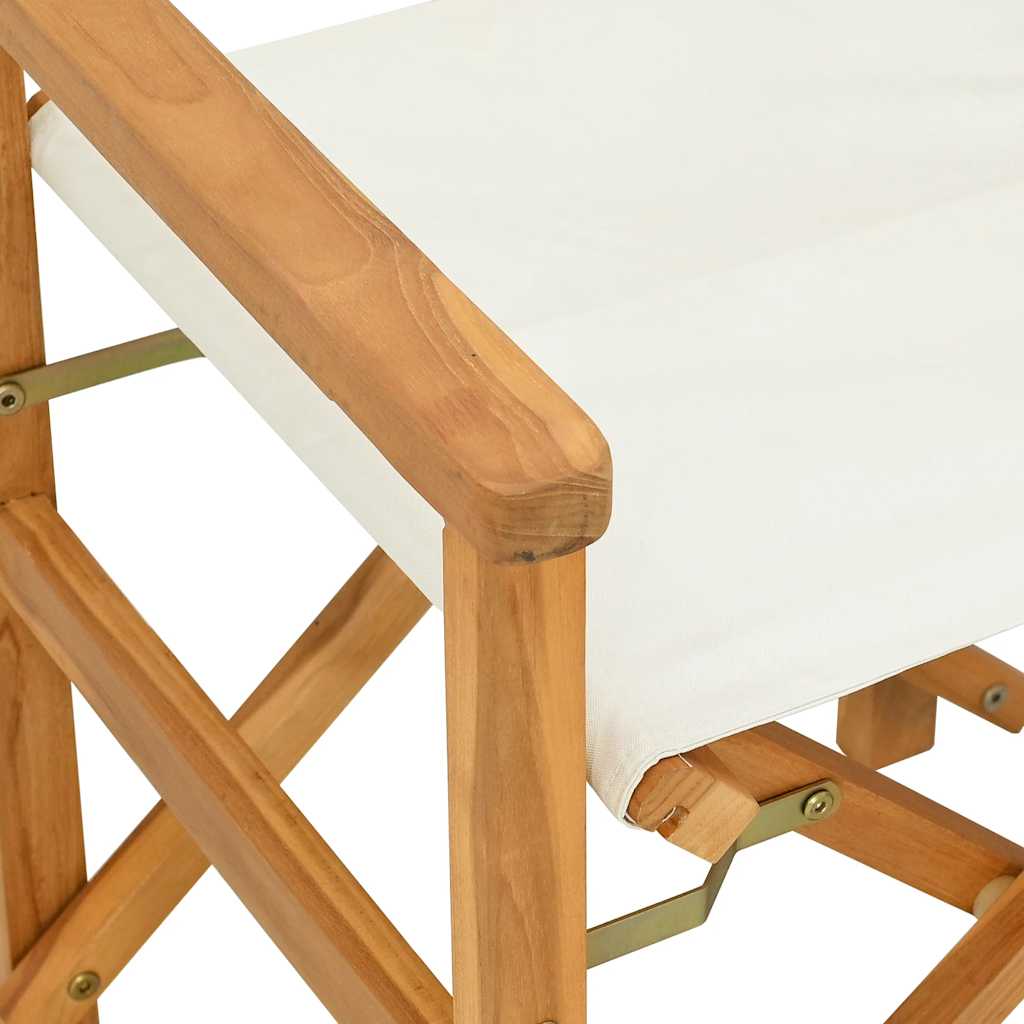 vidaXL Regiestühle 2 Stk. Klappbar Creme Massivholz Teak
