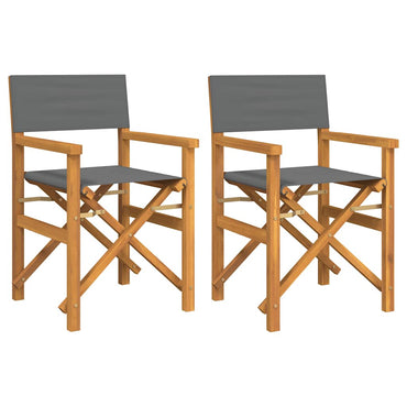 vidaXL Regiestühle 2 Stk. Klappbar Grau Massivholz Teak