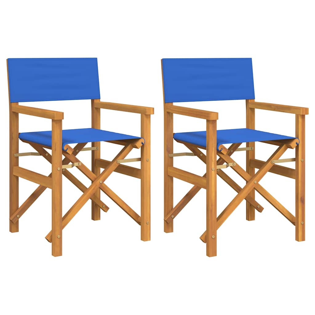 vidaXL Regiestühle 2 Stk. Klappbar Blau Massivholz Teak