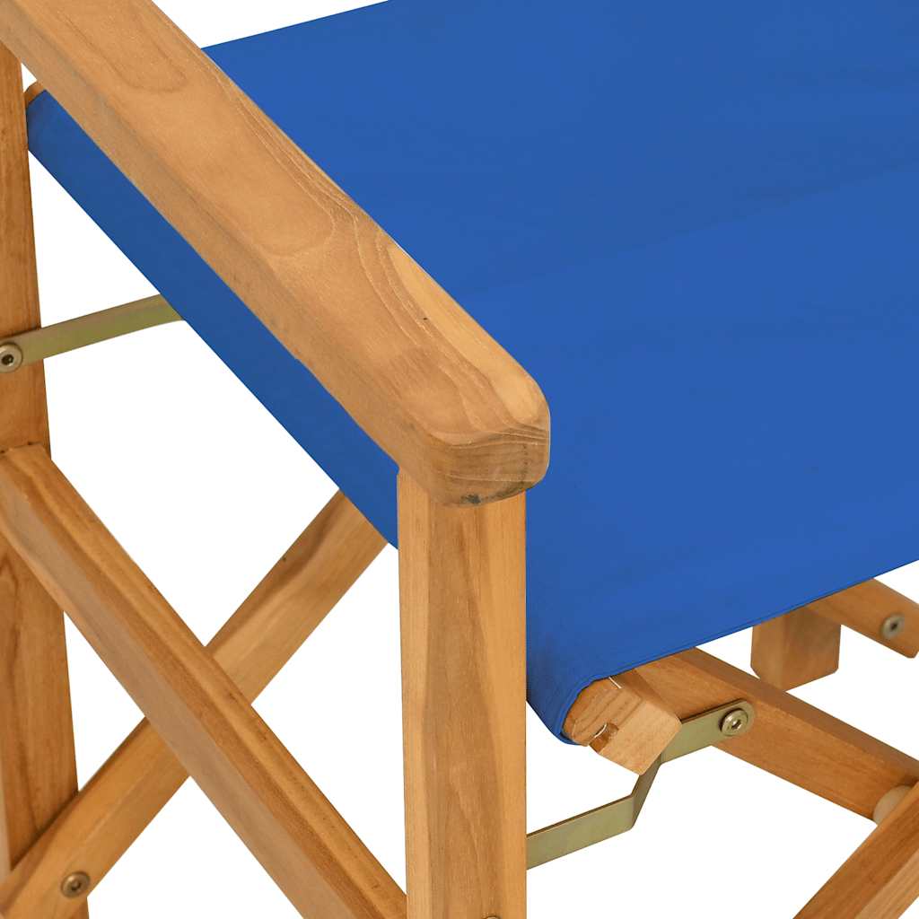 vidaXL Regiestühle 2 Stk. Klappbar Blau Massivholz Teak