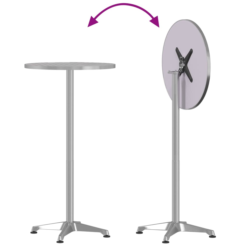 vidaXL Table de bar d'extérieur réglable en hauteur Ø59,5x70/114,5 cm Aluminium