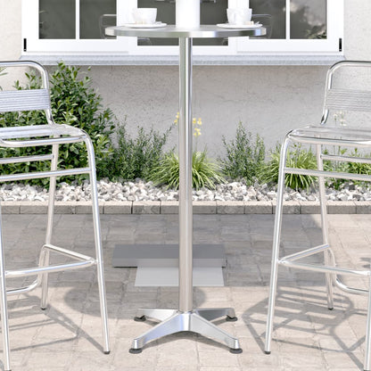 vidaXL Table de bar d'extérieur réglable en hauteur Ø59,5x70/114,5 cm Aluminium