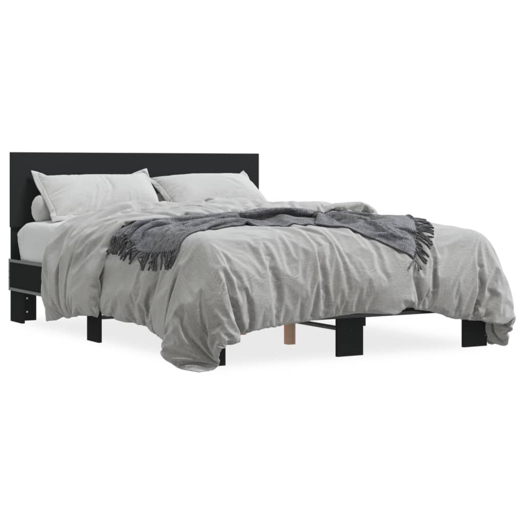 vidaXL Bettgestell Schwarz 140x200 cm Holzwerkstoff und Metall