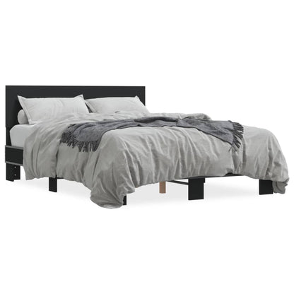 vidaXL Bettgestell Schwarz 140x200 cm Holzwerkstoff und Metall