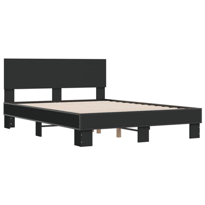 vidaXL Bettgestell Schwarz 140x200 cm Holzwerkstoff und Metall