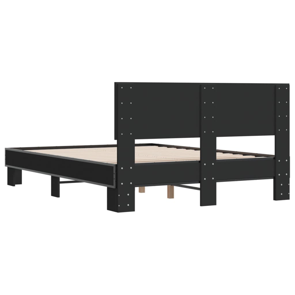 vidaXL Bettgestell Schwarz 140x200 cm Holzwerkstoff und Metall