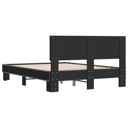 vidaXL Bettgestell Schwarz 140x200 cm Holzwerkstoff und Metall