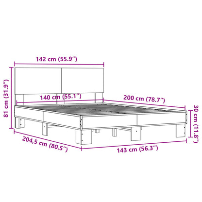 vidaXL Bettgestell Schwarz 140x200 cm Holzwerkstoff und Metall